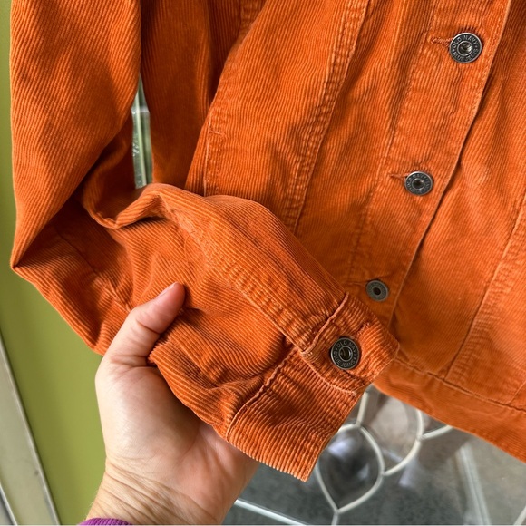 Vintage old navy large burnt orange corduroy cropped jacket pockets y2k - Picture 4 of 6